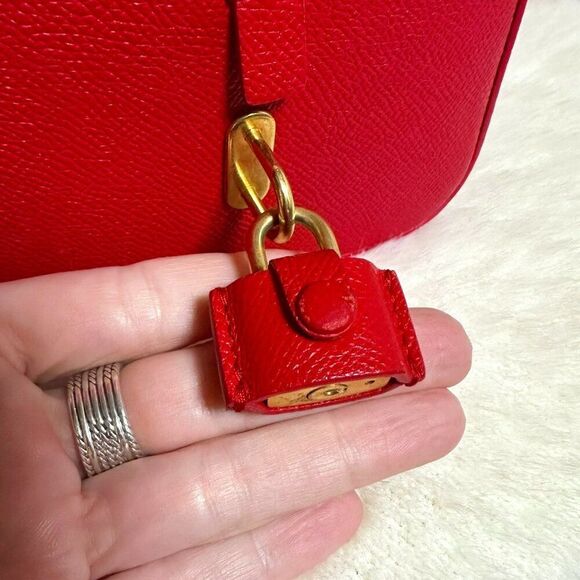 $2420 BALENCIAGA Ville Small Red Bowling 2 way Bag Yellow Interior - Picture 9 of 13